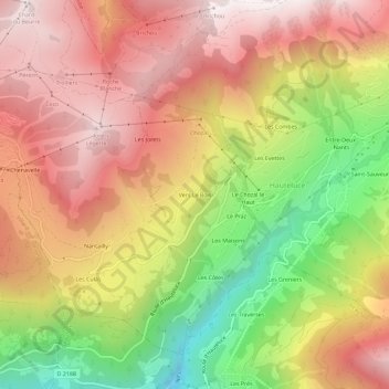 Carte topographique Vers Le Bois, altitude, relief