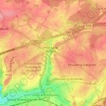Carte topographique Pont du Sart, altitude, relief