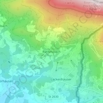 Carte topographique Riedelsbach, altitude, relief