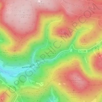 Carte topographique Mittelhauk, altitude, relief