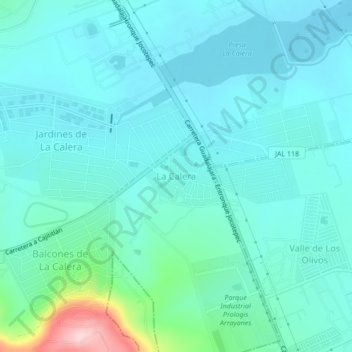 Carte topographique La Calera, altitude, relief