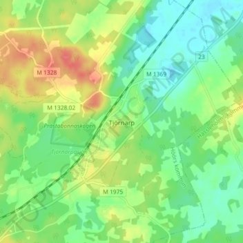 Carte topographique Tjörnarp, altitude, relief