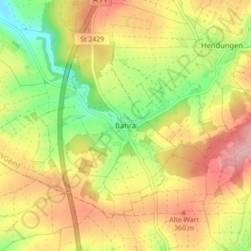 Carte topographique Bahra, altitude, relief
