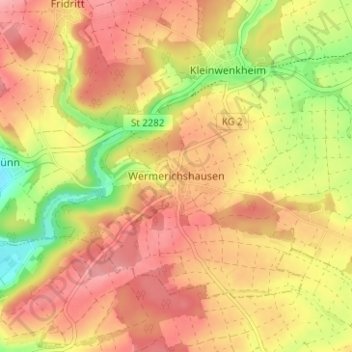 Carte topographique Wermerichshausen, altitude, relief