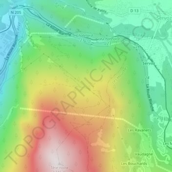 Carte topographique Montcoutant, altitude, relief