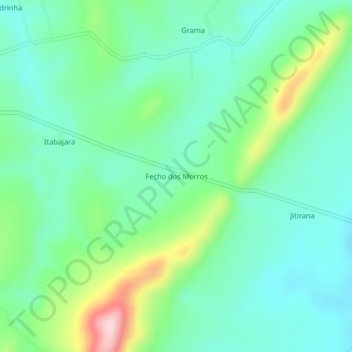 Carte topographique Fecho dos Morros, altitude, relief