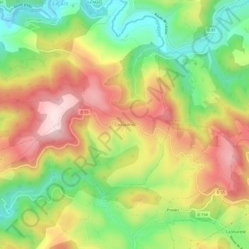 Carte topographique Camalières, altitude, relief