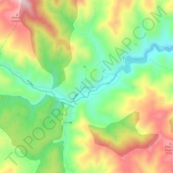 Carte topographique Calcena, altitude, relief