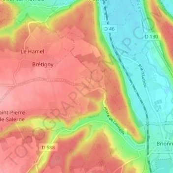 Carte topographique La Harengère, altitude, relief
