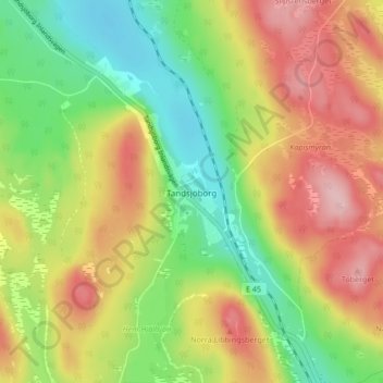 Carte topographique Tandsjöborg, altitude, relief