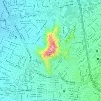 Carte topographique Cerro La Milla, altitude, relief