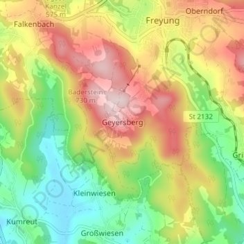 Carte topographique Geyersberg, altitude, relief