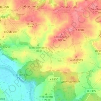 Carte topographique Schkortitz, altitude, relief