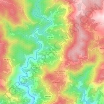 Carte topographique Vale de Mendiz, altitude, relief