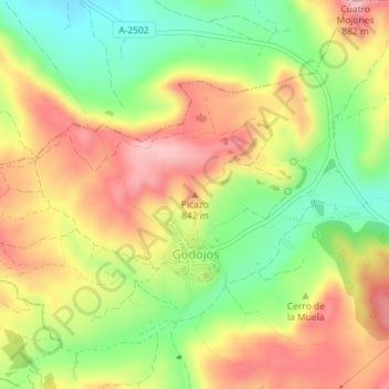 Carte topographique Picazo, altitude, relief