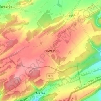 Carte topographique Niverlée, altitude, relief