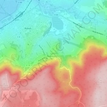 Carte topographique Couhard, altitude, relief