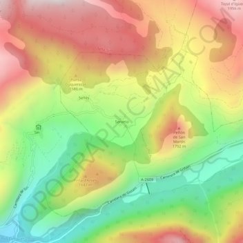 Carte topographique Serveto, altitude, relief