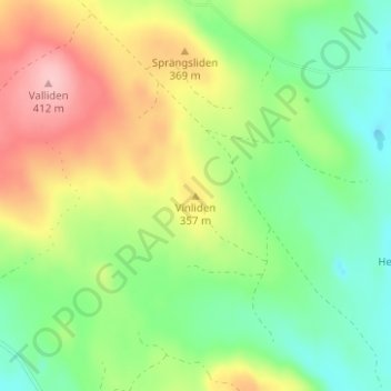 Carte topographique Vinliden, altitude, relief