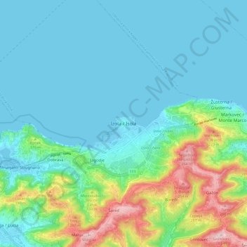 Carte topographique Isola, altitude, relief