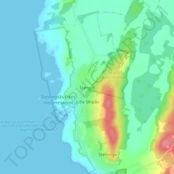 Carte topographique Stensjö, altitude, relief