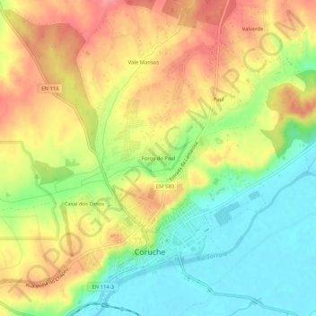 Carte topographique Foros do Paul, altitude, relief
