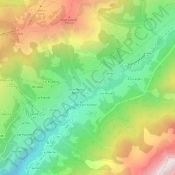Carte topographique Le Tovet, altitude, relief