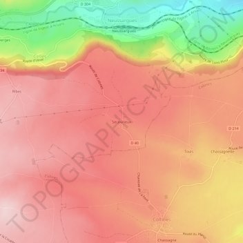 Carte topographique Secourieux, altitude, relief