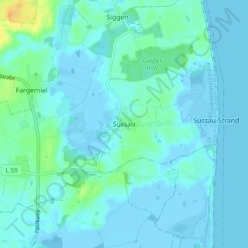 Carte topographique Süssau, altitude, relief