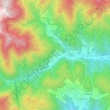 Carte topographique Convalle, altitude, relief