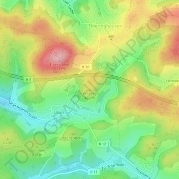 Carte topographique Kesberg, altitude, relief