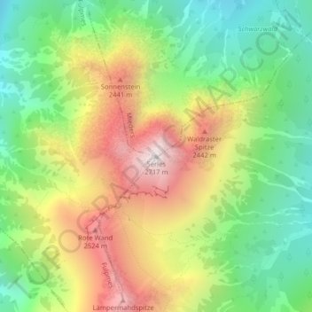 Carte topographique Serles, altitude, relief