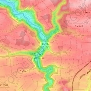Carte topographique Oberscheffach, altitude, relief