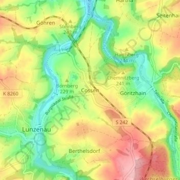 Carte topographique Cossen, altitude, relief