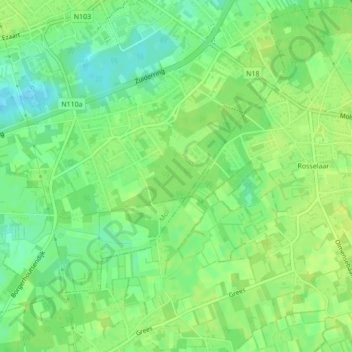 Carte topographique Heidehuizen, altitude, relief