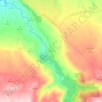 Carte topographique El Turro, altitude, relief