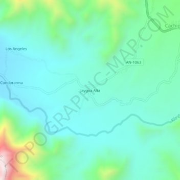 Carte topographique Jaygua Alta, altitude, relief