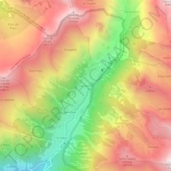 Carte topographique Les Cluots, altitude, relief
