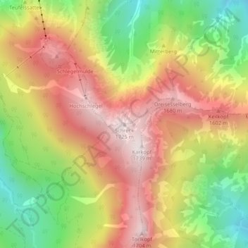 Carte topographique Schreck, altitude, relief