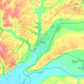 Carte topographique La Unión, altitude, relief