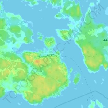 Carte topographique Arkösund, altitude, relief