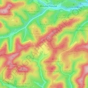 Carte topographique Melch, altitude, relief