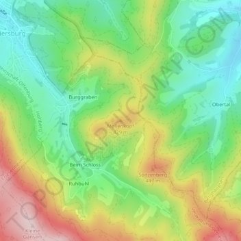 Carte topographique Mollenkopf, altitude, relief
