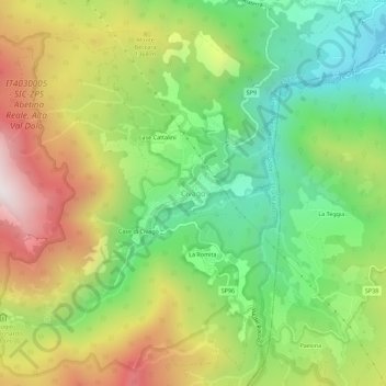 Carte topographique Civago, altitude, relief