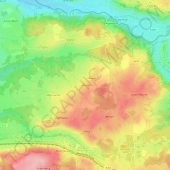 Carte topographique Unterried, altitude, relief