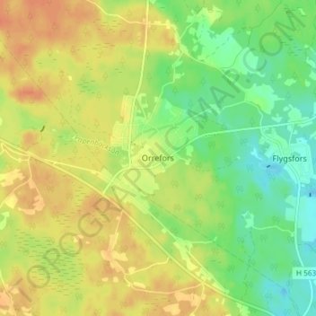 Carte topographique Orrefors, altitude, relief