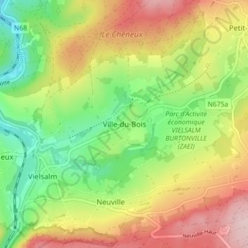 Carte topographique Ville-du-Bois, altitude, relief