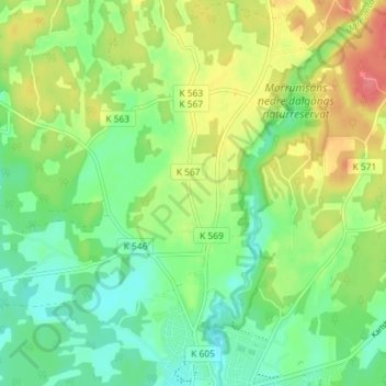 Carte topographique Mörrums Ryd, altitude, relief