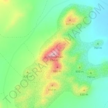 Carte topographique Iron Mountain, altitude, relief