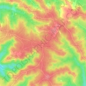 Carte topographique La Martingue, altitude, relief